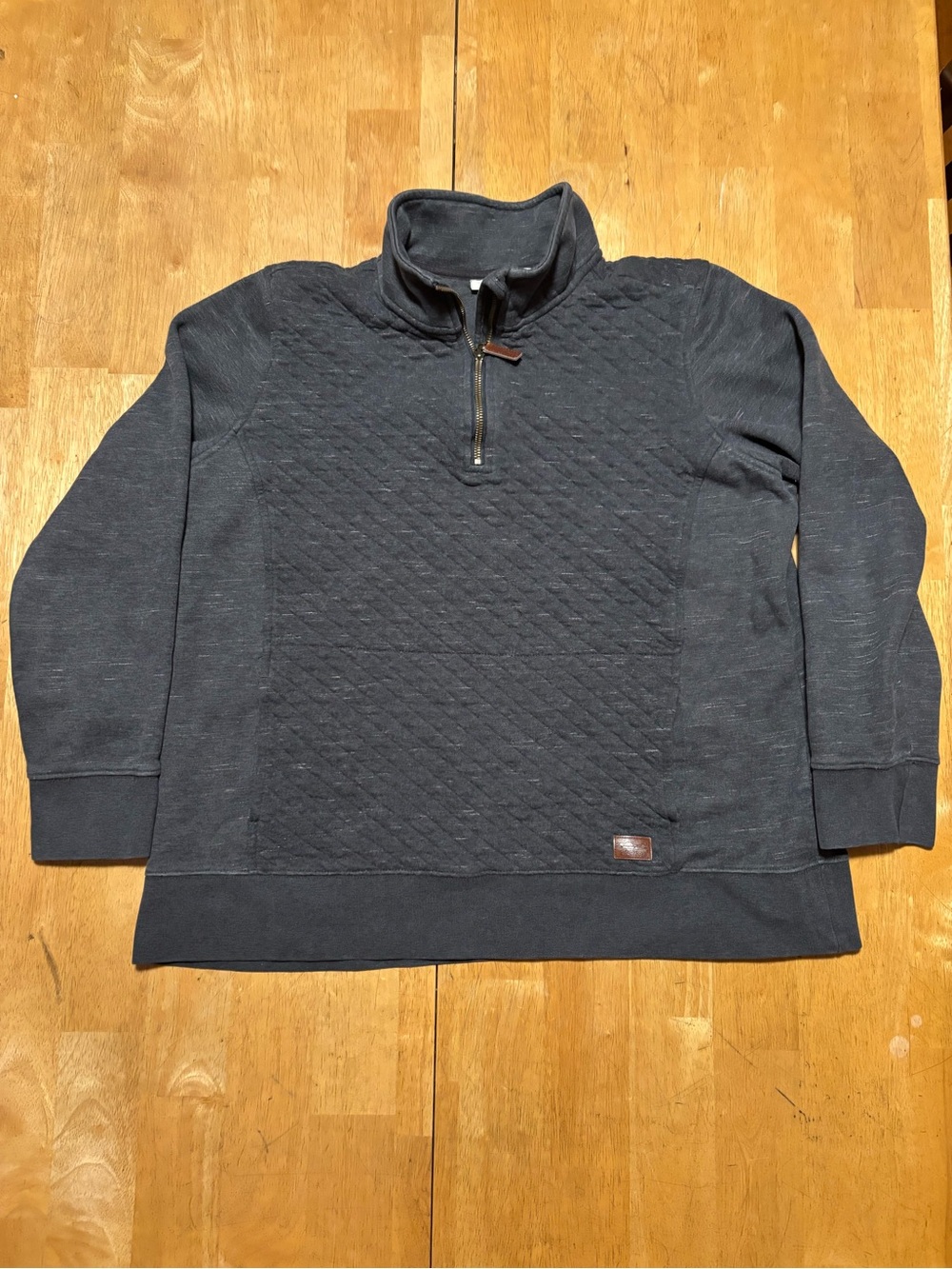 L.L.Bean Men’s Charcoal Quilted Fleece 1/4 Zip Mock Neck Sweatshirt Pockets XL
